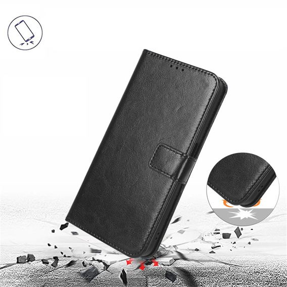 Klapkové puzdro pre Infinix Hot 30, Crazy Horse Wallet, čierne