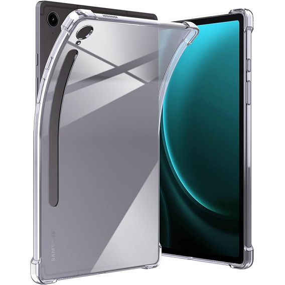 Puzdro pre Samsung Galaxy Tab S9 FE, s držiakom na stylus, silikónové, priehľadné