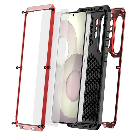 Puzdro s integrovaným sklom pre Samsung Galaxy S26 Ultra, červené