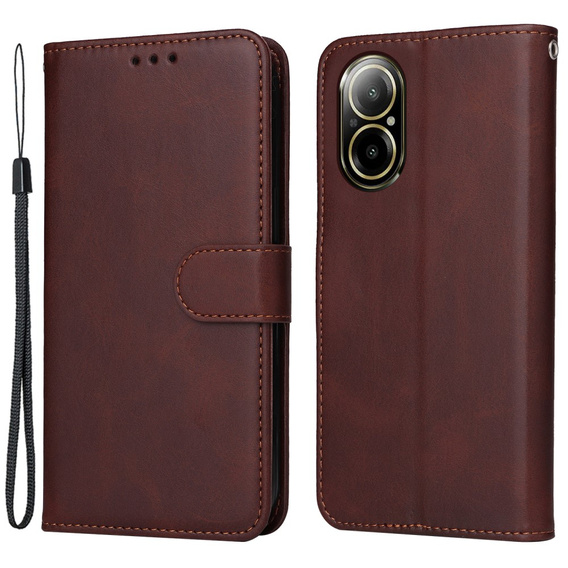 Klapkové puzdro pre Realme C67, Leather Wallet, hnedé