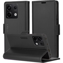 Puzdro pre Xiaomi Redmi Note 13 Pro 5G, ERBORD Glossy Litchi, flipová peňaženka, čierne
