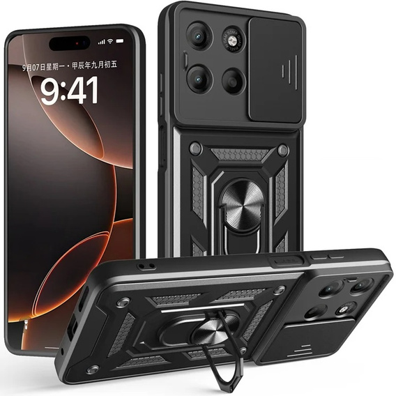 Obal na mobil pre Motorola Moto G15 / Motorola Moto G15 Power, CamShield Slide, čierne
