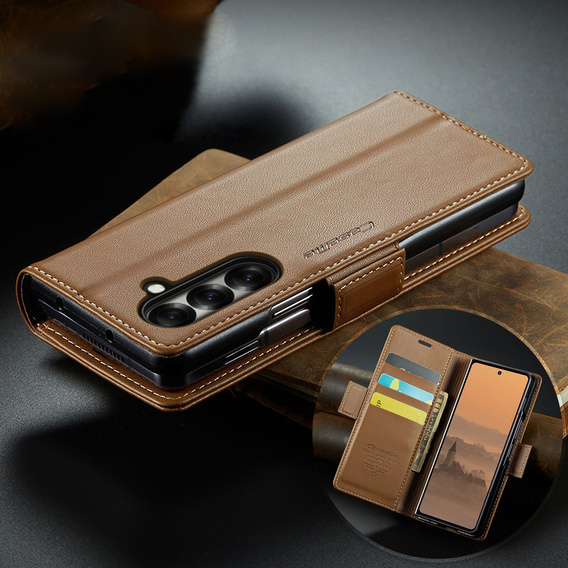 CASEME Litchi Wallet flipové puzdro pre Samsung Galaxy Z Fold7 5G