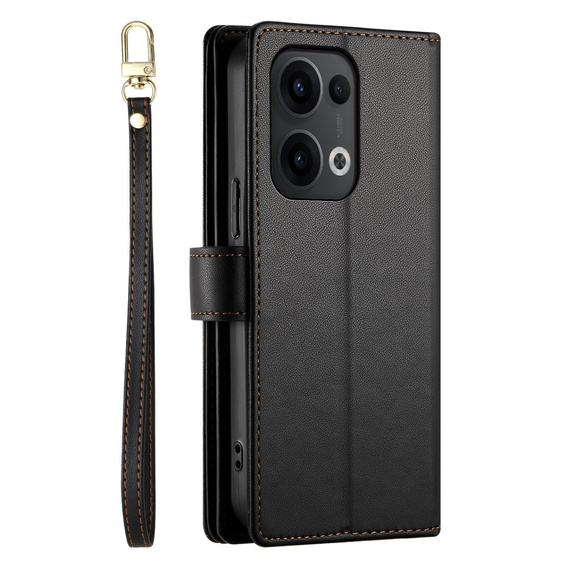 Klapkové puzdro pre Oppo Reno 13 5G, Wallet Zipper Pocket, čierne