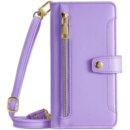 Klapkové puzdro pre iPhone 14 Pro, Wallet Zipper Pocket, fialové