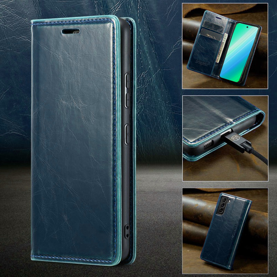 Klapkové puzdro pre Samsung Galaxy S23, ERBORD Waxy Wallet, modré