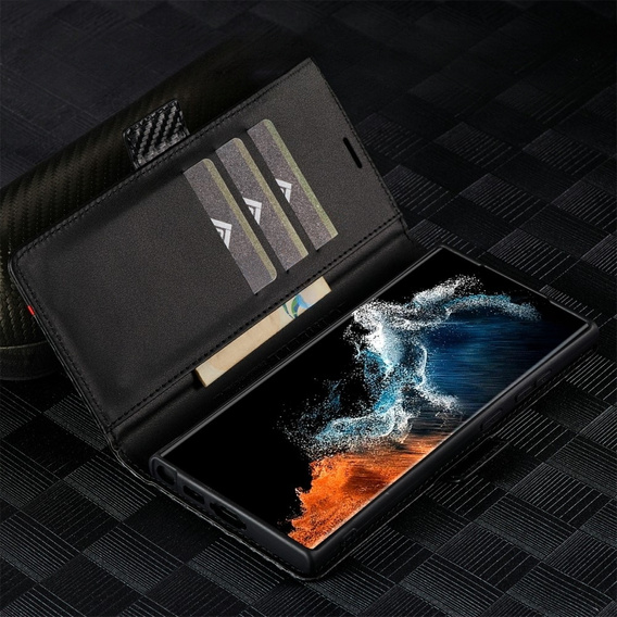 Klapkové puzdro pre Samsung Galaxy S23 Ultra, Carbon LC.IMEEKE, čierne