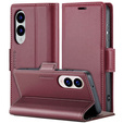 Puzdro pre Samsung Galaxy S25 Edge, ERBORD Glossy Litchi, flipová peňaženka, červené