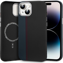 Puzdro pre iPhone 14, Carbon Fiber MagSafe, čierna / modrá