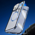 Magnetické puzdro Dual Glass MagSafe pre iPhone 15 Pro Max, modré