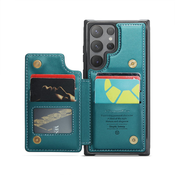 CASEME flipové puzdro pre Samsung Galaxy S25 Ultra, Litchi Wallet, zelený