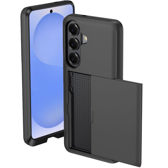 Puzdro s držiakom na karty pre Samsung Galaxy S26 Plus, čierne