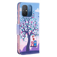 Klapkové puzdro pre Xiaomi Redmi 12C, Wallet, tree & owls, modré