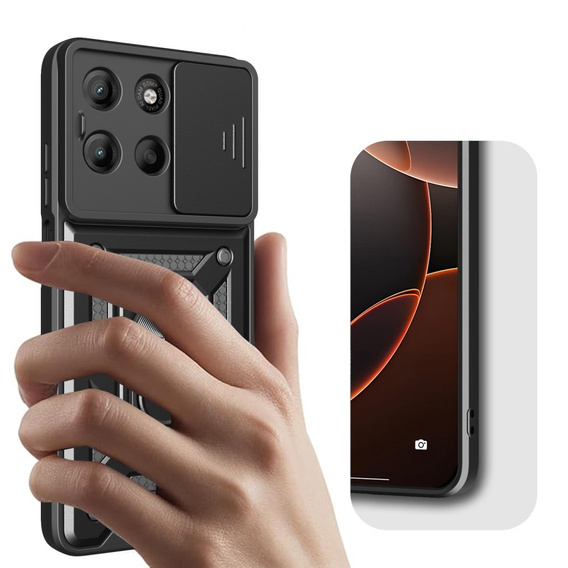 Obal na mobil pre Motorola Moto G15 / Motorola Moto G15 Power, CamShield Slide, čierne