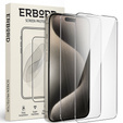 2x tvrdené sklo pre iPhone 15 Pro, ERBORD 9H Hard Glass na displeji
