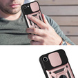 Pancierované puzdro pre iPhone 16E, CamShield Slide, ružové + tvrdené sklo 9H