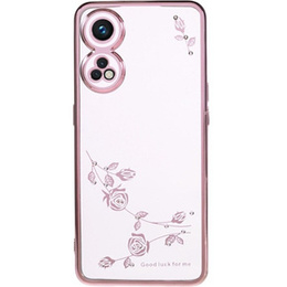 Puzdro pre Oppo Reno8 T 4G, Glitter Flower, ružové rose gold