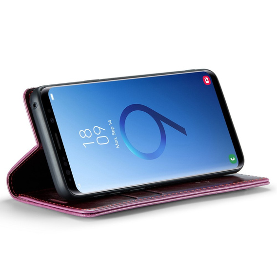 CASEME flipové puzdro pre Samsung Galaxy S9+ Plus, Waxy Textured, červené