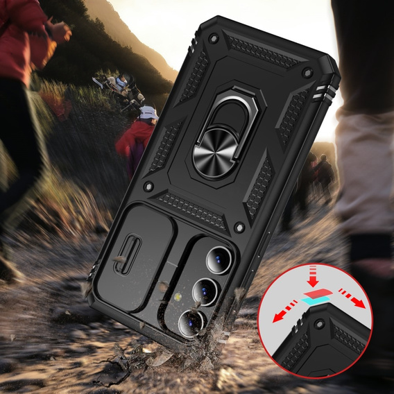 Obal na mobil pre Samsung Galaxy S24+ Plus, CamShield Slide, čierne