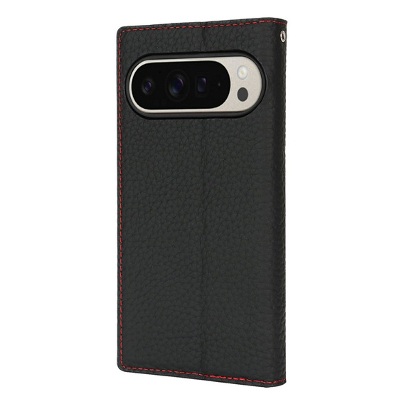 Klapkové puzdro pre Google Pixel 10 Pro XL, koža Litchi Grain, čierne
