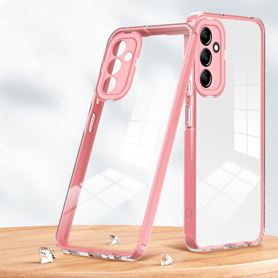 Obal na mobil pre Samsung Galaxy A14 5G, Fusion Hybrid, transparentné / ružové