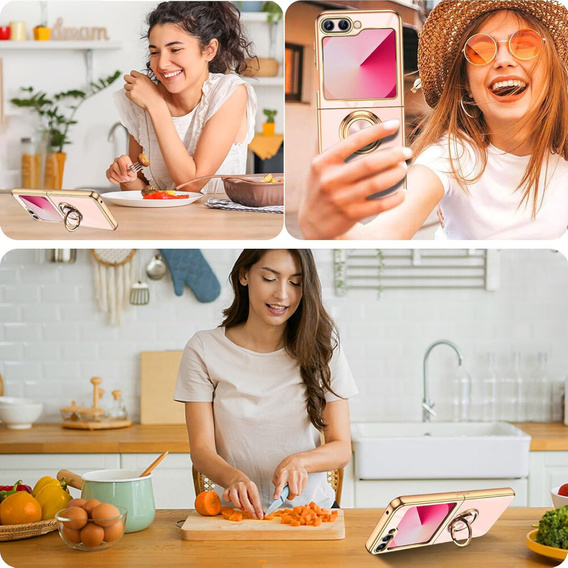 Obal na mobil pre Samsung Galaxy Z Flip7 FE / Z Flip6, Electro Ring, ružové