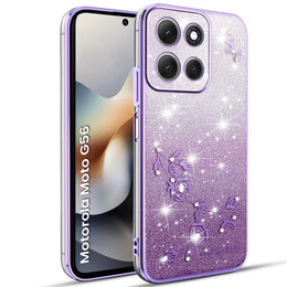 Puzdro pre Motorola Moto G56 5G, Glitter Flower, fialové