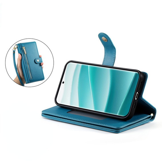 Klapkové puzdro pre Xiaomi Redmi Note 14 Pro 5G / Poco X7 5G, Wallet Zipper Pocket, modré