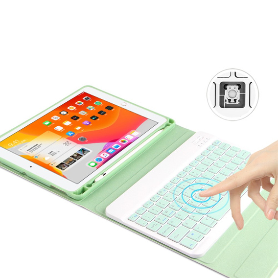 Puzdro + klávesnica iPad 10.2 7/8/9 gen 2019/2020/2021, Keyboard Cover Pen Slot, zelený