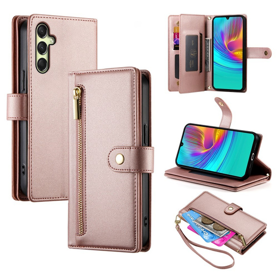 Klapkové puzdro pre Samsung Galaxy A56 5G, Wallet Zipper Pocket, ružové