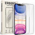 2x tvrdené sklo pre iPhone XR/11, ERBORD 9H Hard Glass na displeji