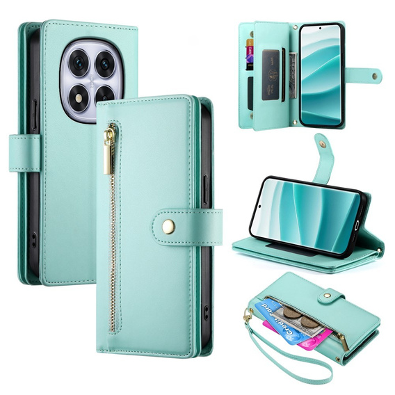 Klapkové puzdro pre Xiaomi Redmi Note 14 Pro 5G / Poco X7 5G, Wallet Zipper Pocket, zelený
