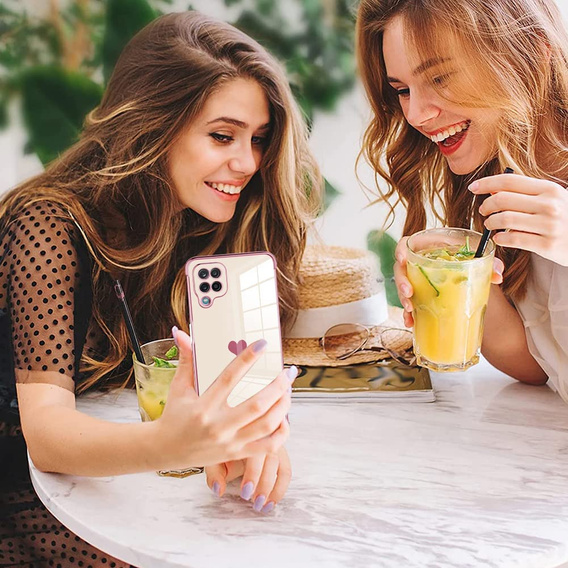 Obal na mobil pre Samsung Galaxy A12 / M12 / A12 2021, Electro heart, ružové rose gold