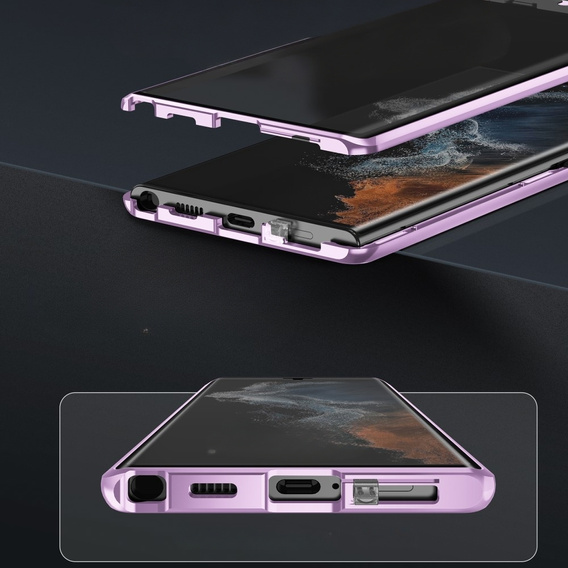 Puzdro pre Samsung Galaxy S24, Magnetic Dual Glass, fialové