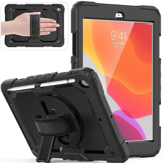 Obrnené puzdro pre iPad 10.2" 2021/2020/2019 (9/8/7 gen.), ochranné 360 so slotom na stylus, čierne