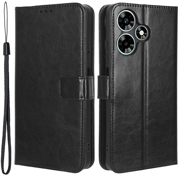 Klapkové puzdro pre Infinix Hot 30, Crazy Horse Wallet, čierne