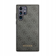 GUESS Obal na mobil pre Samsung Galaxy S24 Ultra, 4G Metal Gold Logo, sivé