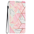 Klapkové puzdro pre Samsung Galaxy A25 5G, Wallet Marble, ružové + 9H sklo