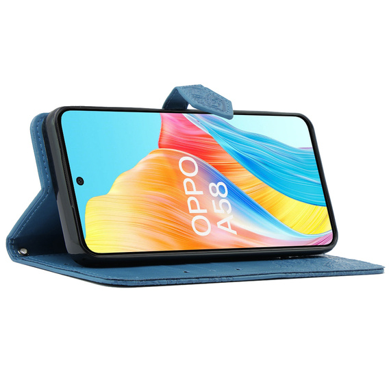 Klapkové puzdro pre Oppo A58 4G, Mandala, modré