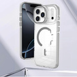 Puzdro pre iPhone 17 Pro Max, pre MagSafe, so stojanom, priehľadné so sivými vložkami