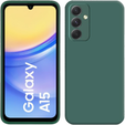 Puzdro pre Samsung Galaxy A15, Silicone Lite, tmavozelené + sklo 9H