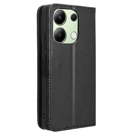 Puzdro pre Xiaomi Redmi Note 13 4G, Smart Magnet, čierne + sklo 9H