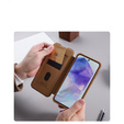 Flipové puzdro NILLKIN pre Samsung Galaxy A56, CamShield Qin Pro, kožené, hnedé