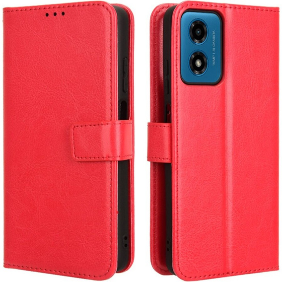 Klapkové puzdro pre Motorola Moto E14, Crazy Horse Wallet, červené