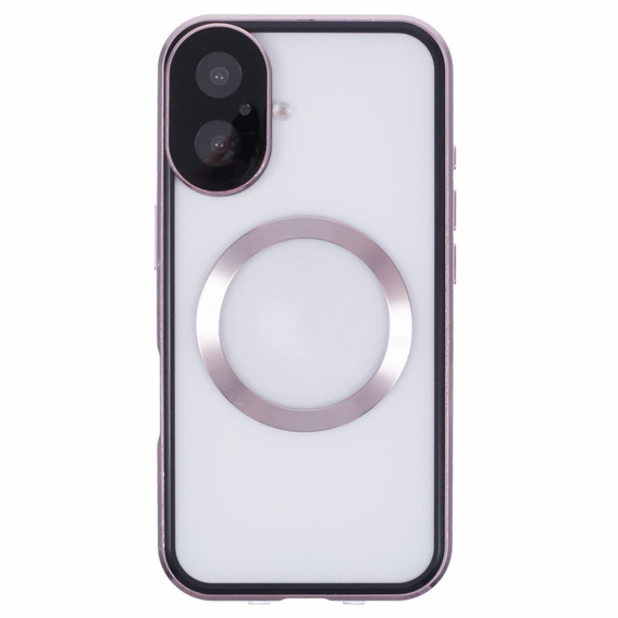 Magnetické puzdro Dual Glass MagSafe pre iPhone 16, ružové rose gold