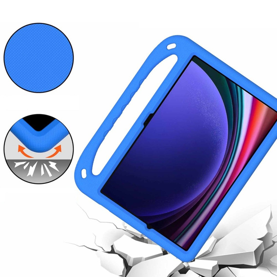 Detské puzdro pre Samsung Galaxy Tab S9 FE+, detské puzdro s rukoväťou, modré