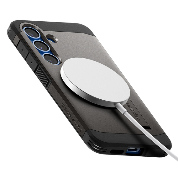 Puzdro Spigen Tough Armor Mag Gunmetal pre Samsung Galaxy S25