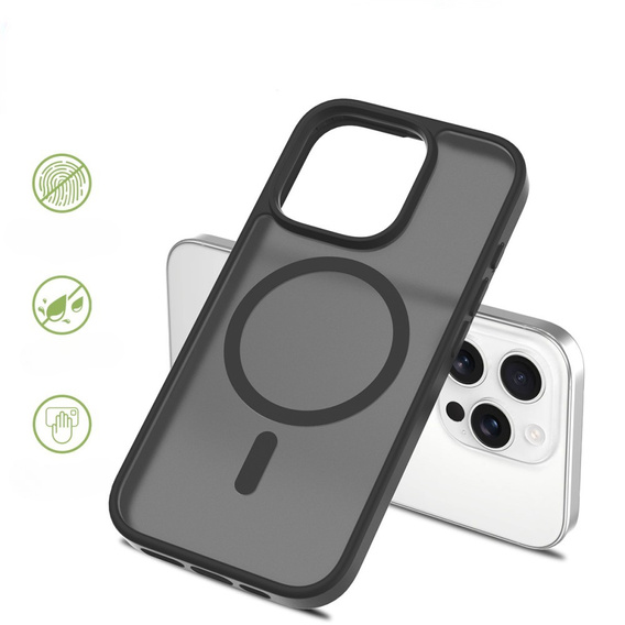 ERBORD puzdro s MagSafe pre iPhone 16 Pro Max, Matte Case, aktívne tlačidlo, matný / čierny