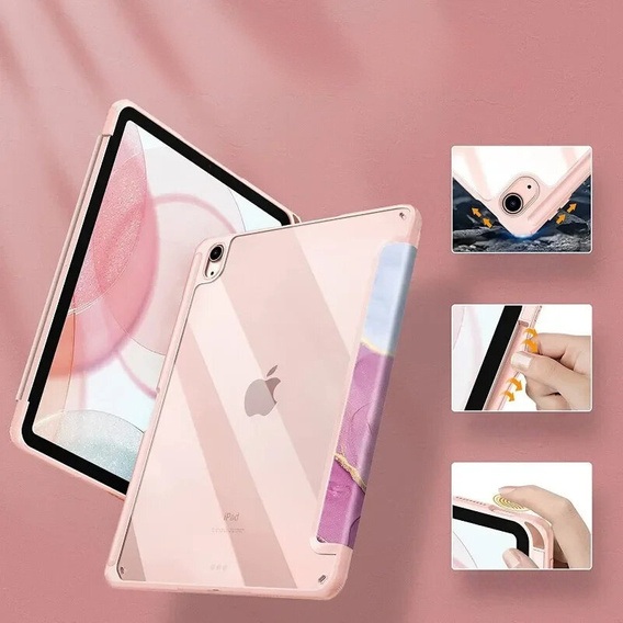 Puzdro pre iPad 10.9" 2022 (10 gen.), Smartcase Hybrid, so slotom na stylus, Marble ružové