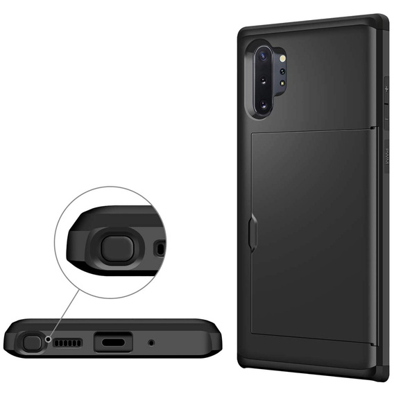Obal na mobil pre Samsung Galaxy Note 10+ Plus, Sliding Card Holder, čierne